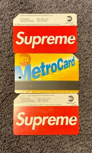 3 Supreme Metro Card Nyc Subway Mta York City Metrocard Ss17
