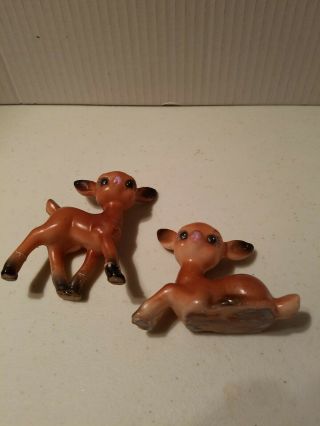 Set Of 2 - Vintage Christmas Deer/Reindeer - Brown Plastic/Cellloid 2