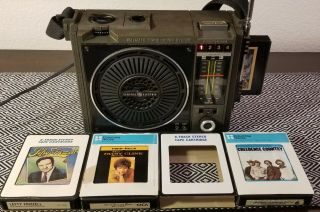 Vtg Retro Ge 3 - 5507c Portable 8 - Track Player Fm - Am Radio W/4 Country Tapes