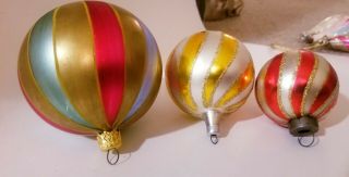 3 Vintage Glass Ball Christmas Ornaments Made In Poland
