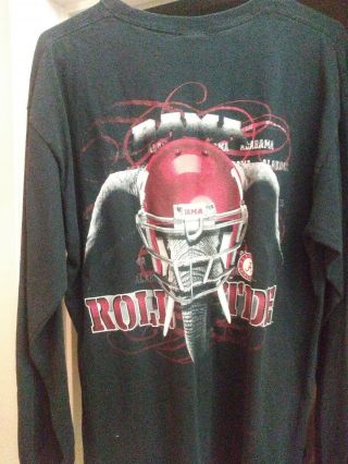 University Of Alabama Football Mens Long Sleeve Black T Shirt Size L Roll Tide