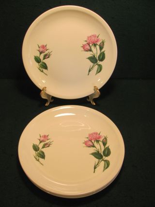 Vintage Paden City Set Of 4 Moss Rose Dinner Plates Made In U.  S.  A.