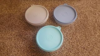 Set Of 3 Vintage Tupperware 4.  5 " Small Food Storage Containers With Lids Guc