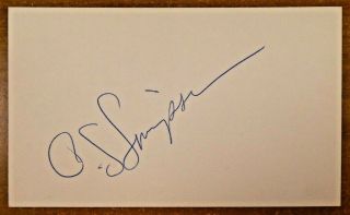 O.  J.  Simpson Football Nfl Autographed Signed Index Card