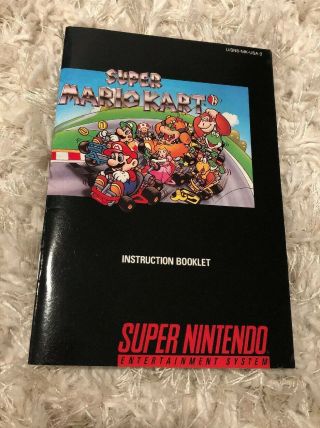 Vintage Nintendo Snes Mario Kart Game Instruction Booklet No Game
