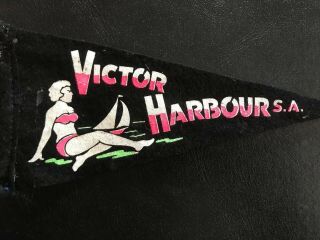 Victor Harbour South Australia Vintage Two Sided Felt Souvenir Pennant Flag
