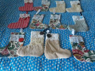 12,  Vintage Christmas Stocking Ornaments From Vintage Linens