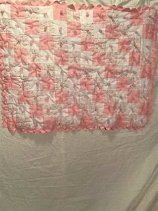 Vintage Patchwork Baby Girl Blanket Quilt Hand Sewed