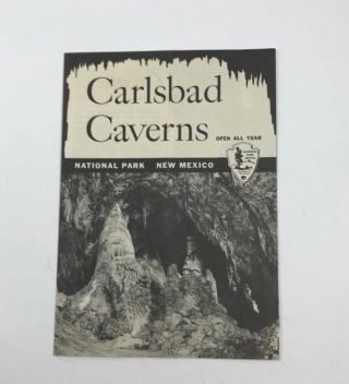 Vintage Carlsbad Caverns Informational Brochure Leaflet W/ Map