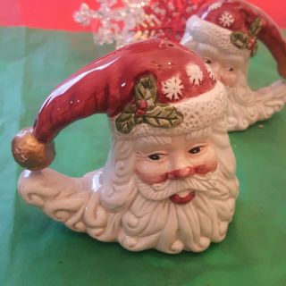 Vintage Santa Head Salt & Pepper Christmas Shakers By Silvestri