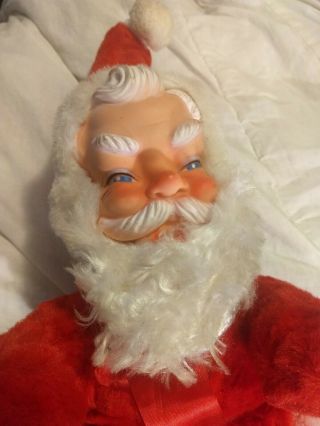 Vintage Christmas Rubber Vinyl Face Santa Claus Stuffed Doll 3