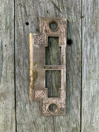 Vintage Brass Victorian Eastlake Door Lock Strike Plate Hardware Restore