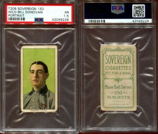 1909 T206 Wild Bill Donovan Portrait Detroit Tigers Psa 1.  5 Sovereign 150