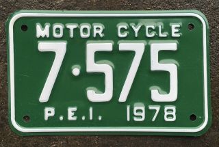 Authentic 1978 Prince Edward Island Motorcycle License Plate Canada Pei