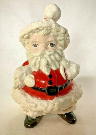 Vintage Ceramic Christmas Santa Claus With Toy Bag Planter