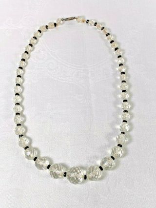 Antique Necklace Cut Clear Glass Crystal Bead Victorian Or Art Deco