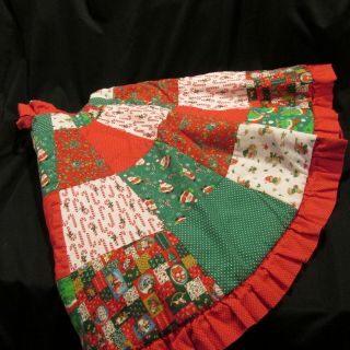 Vintage Handcrafted Christmas Tree Skirt Red Green White