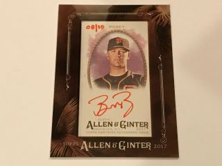 2017 Topps Allen And Ginter Buster Posey Red Autograph Auto 8/10 Rare Hof