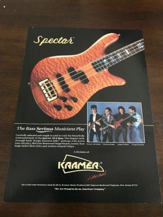 1987 Vintage 8x11 Print Ad For Kramer Spector Bass Guitars Kenny Aaronson,