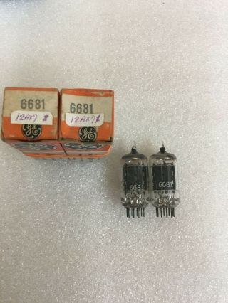 Nos Nib Ge 6681 12ax7 Long Plate Low Noise Pair Preamp Tubes