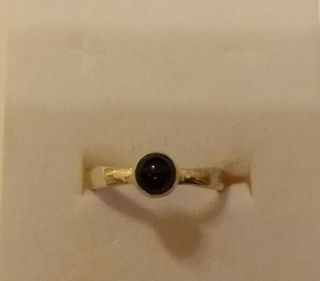 Vintage Sterling Silver Ring With Small Cabochon Amethhyst Stone Size L/m