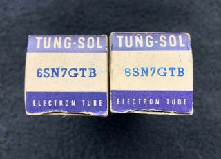 2 NOS NIB Matched Tung - Sol 6SN7GTB Black Plate Audio Tubes USA 1960 ' s 2