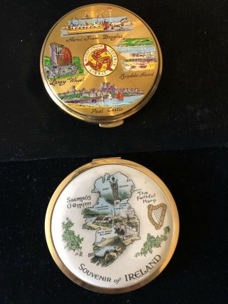 Vintage 2 Souvenir Compacts.  Ireland & Man Of Isle