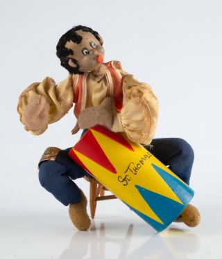 Vtg 6 " Collectible Souvenir Nistis Made In Spain St.  Thomas Bongo Player Doll