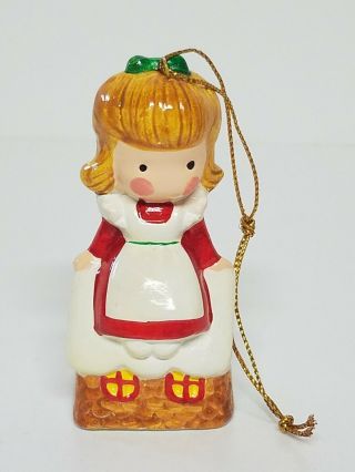 Vintage Joan Walsh Anglund Girl Doll Sitting On House Christmas Ornament