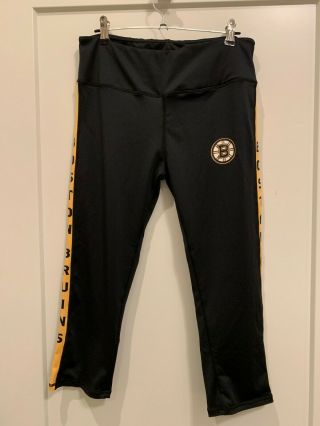 Boston Bruins Cropped Leggings - Black And Gold - Size M/l