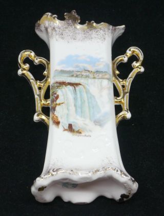 Old Victorian Niagara Falls Souvenir Porcelain Vase,  Carlsbad Austria
