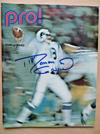 Roman Gabriel Los Angeles Rams 69 Mvp Signed Game Program 11/19/1972 With Proof