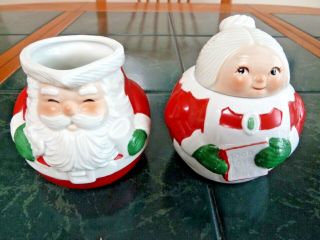 Vintage Avon Mr.  & Mrs.  Santa Claus Sugar & Creamer,  Christmas Decor 1983