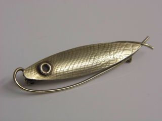 An Unusual Vintage Modernist Hand Made White Metal Fish Brooch