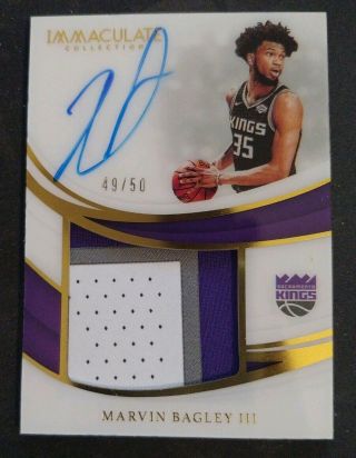 Marvin Bagley 2018 - 19 Immaculate Premium Rookie 3 Color Patch Autograph 49/50