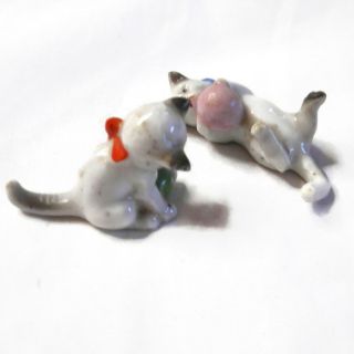 2 Small Vintage Porcelain Kittens Cats Figurines Japan