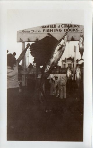 142386.  Orig 1930s Photo Miami Beach Fl Chamber Of Commerce Fishing Docks Catch
