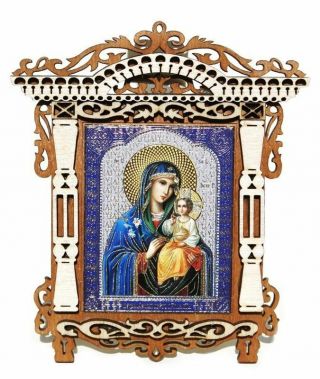 Virgin The Eternal Bloom Small Wood Frame Religious Orthodox Russian Mary Icon