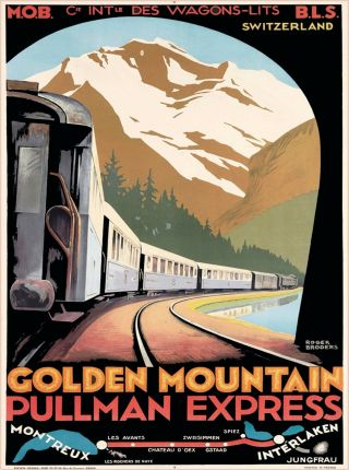 Golden Mountain Pullman Express Switzerland Vintage Travel Advertisement Poster
