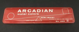Vintage Arcadian Water Colors Paint Box Binney & Smith No.  625 Red Metal.