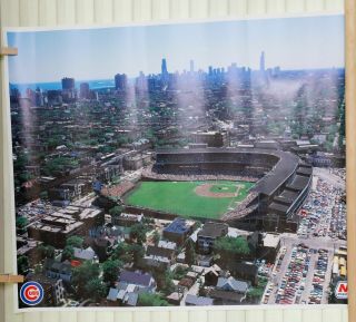 Vintage Wrigley Field Chicago Cubs Promo Poster No Lights Marathon Oil 1986