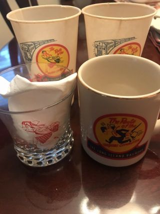 Dashing Da Lirr Mug,  2 Paper Cups And Dashing Dan/dottie High Ball Glass