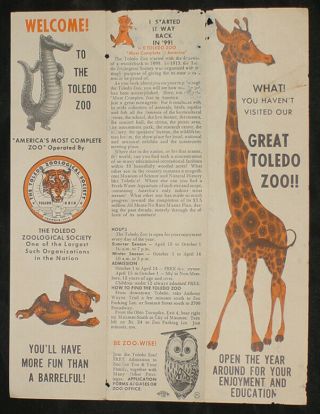 1960s Toledo Zoo Ohio Travel Brochure