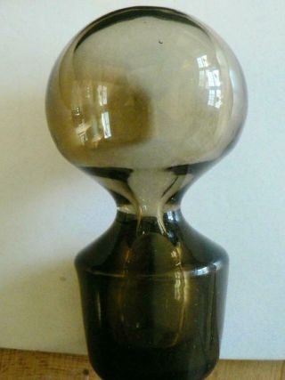 Vintage 3.  75 " Brown Globe Glass Crystal Stopper Bottle Decanter