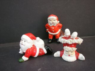 Vtg.  Christmas Santa Claus Figurines (set Of 3)