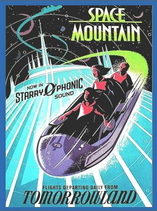Anaheim Disneyland Space Mountain California Vintage Travel Poster Print