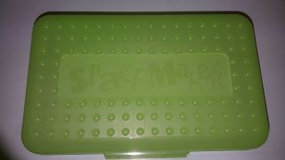 Spacemaker Pencil Box Light Green Frosted Clear Vintage Plastic Storage Case