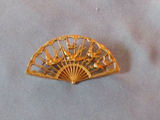 Vintage La County Museum Of Art Gold - Tone Metal Bird Fan Pin Brooch