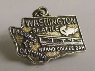 A Fine Vintage Solid Sterling Silver Washington Seattle Pendant Fob