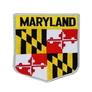State Flag Shield Maryland Patch Badge Travel Usa Embroidered Iron On Applique